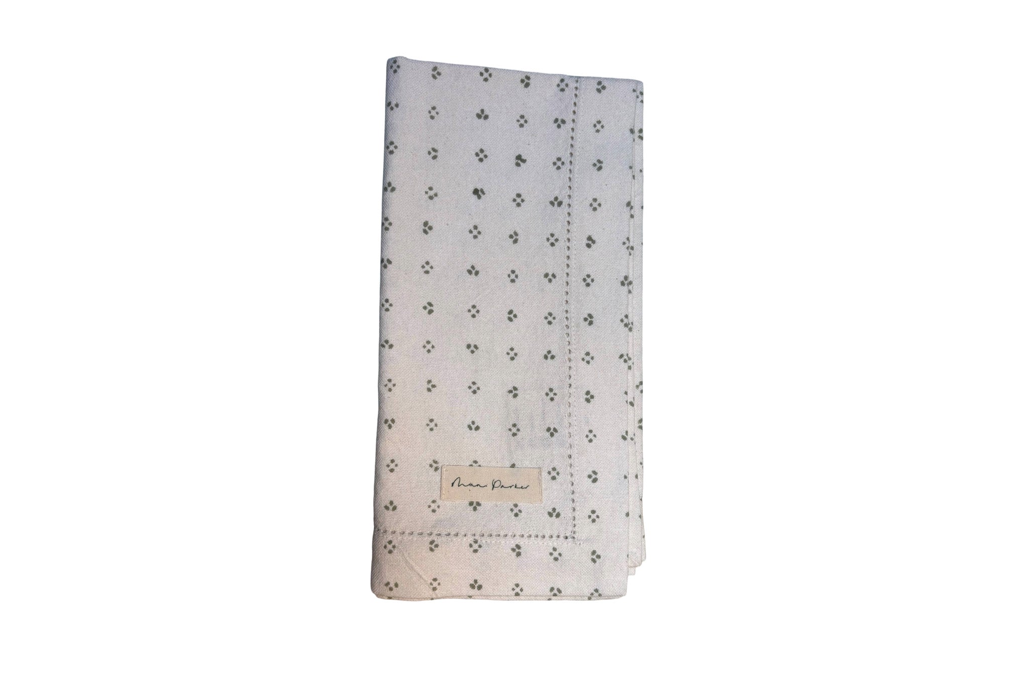 Minni Napkin - White with Green